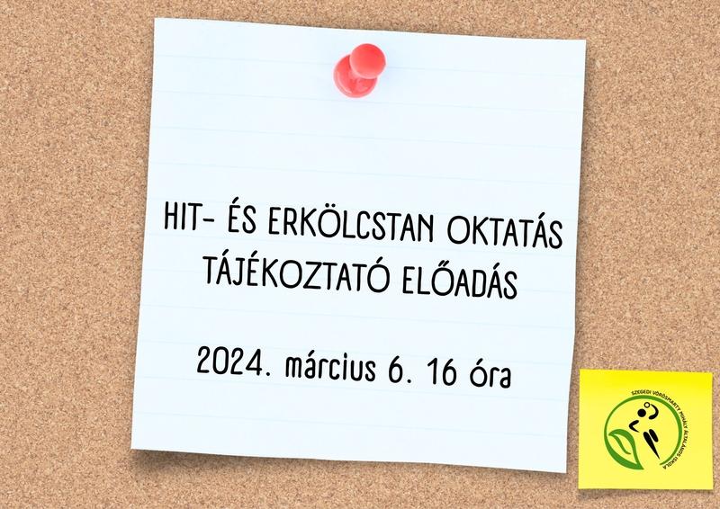 Hit- és erkölcstanoktatás – tájékoztató előadás