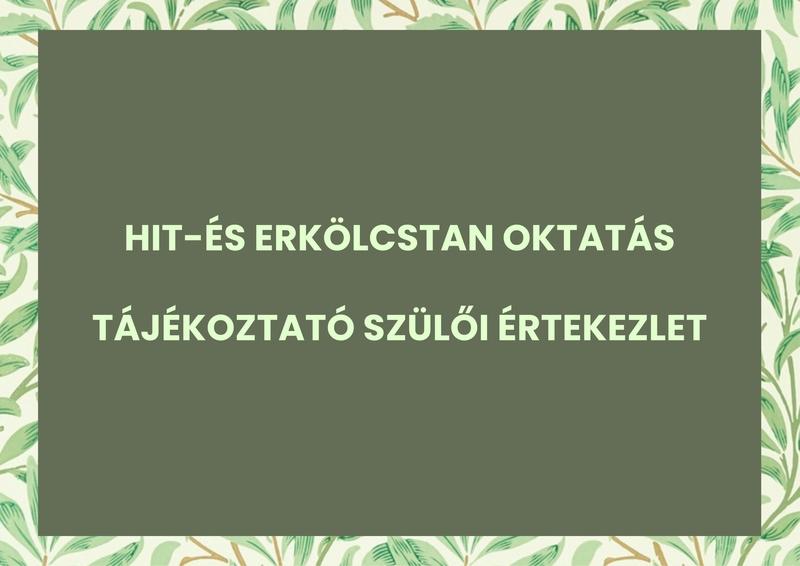 Tájékoztató a hit- és erkölcstan oktatásáról